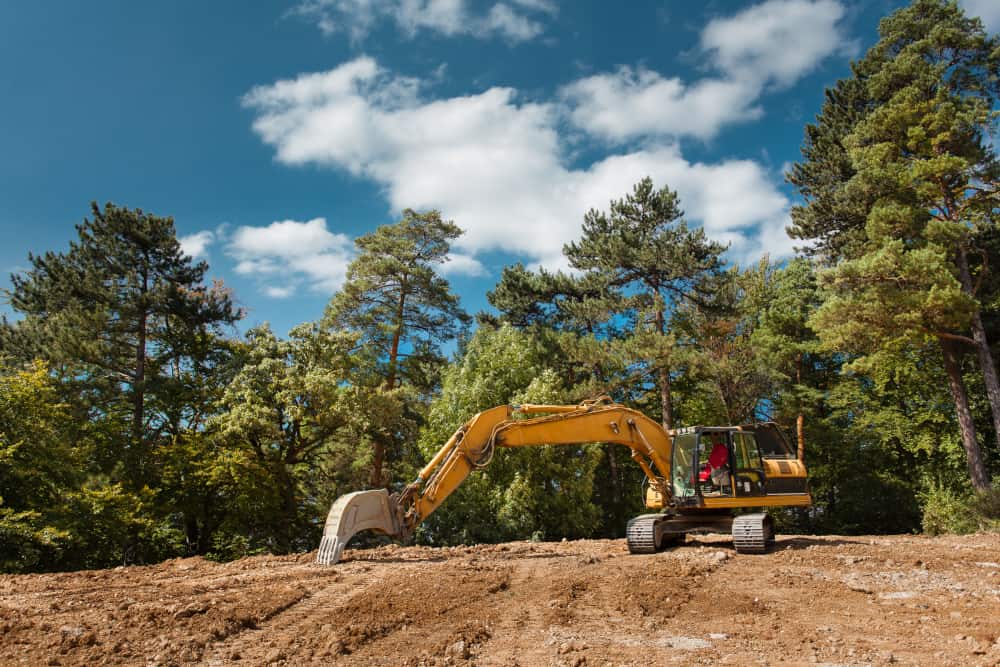 side view of excavator on construction site